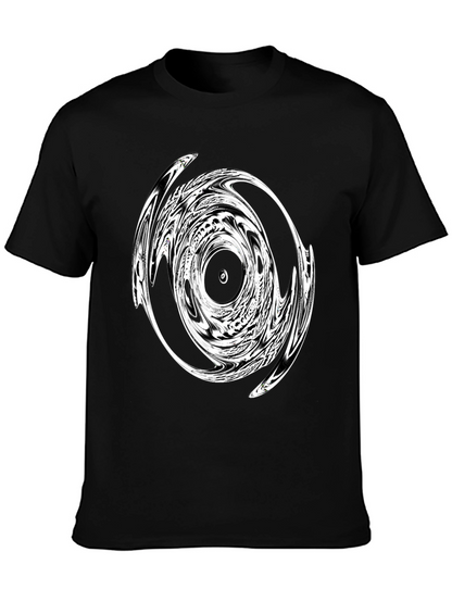 Abstract Swirl Graphic Black T-Shirt