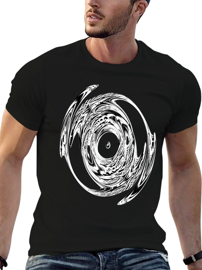Abstract Swirl Graphic Black T-Shirt