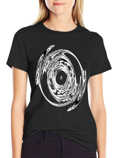 Abstract Swirl Graphic Black T-Shirt