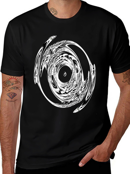Abstract Swirl Graphic Black T-Shirt