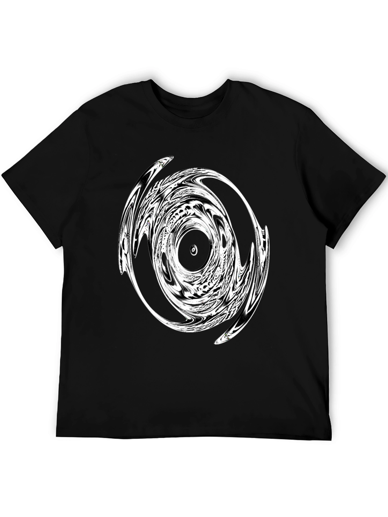 Abstract Swirl Graphic Black T-Shirt
