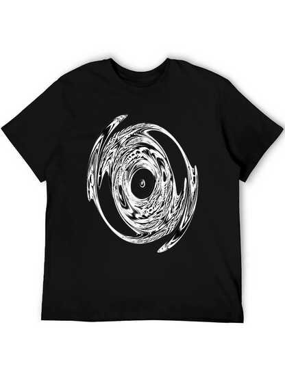 Abstract Swirl Graphic Black T-Shirt