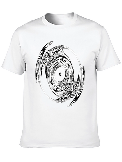 Abstract Swirl Graphic Black T-Shirt