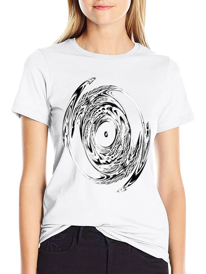 Abstract Swirl Graphic Black T-Shirt