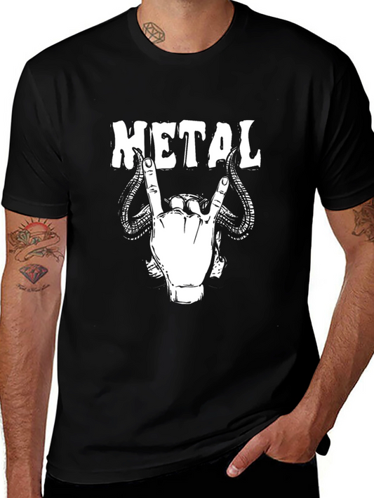 Black Metal Graphic T-Shirt - Devil Horns Rock On