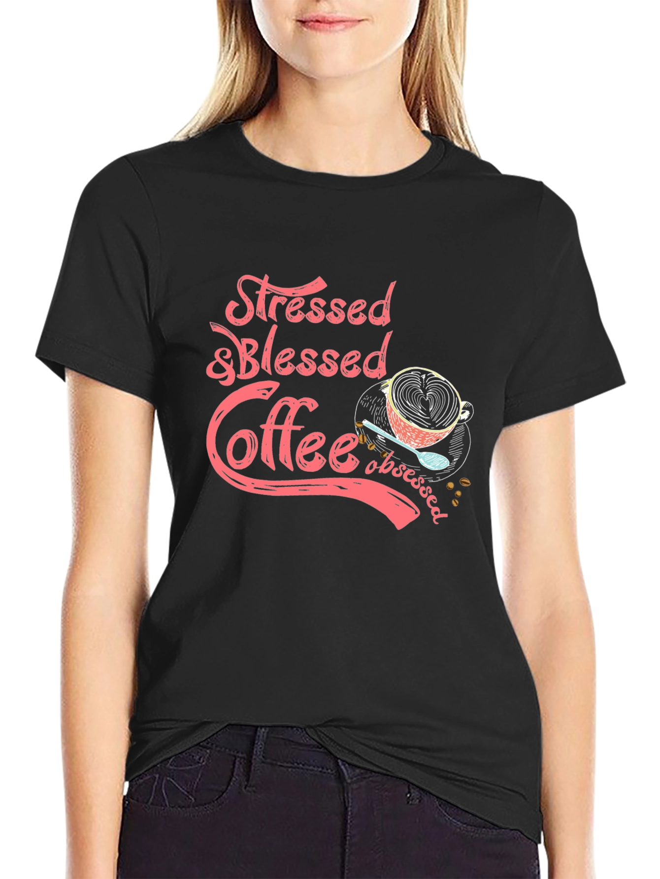 Stressed & Blessed Coffee Obsessed Graphic Tee