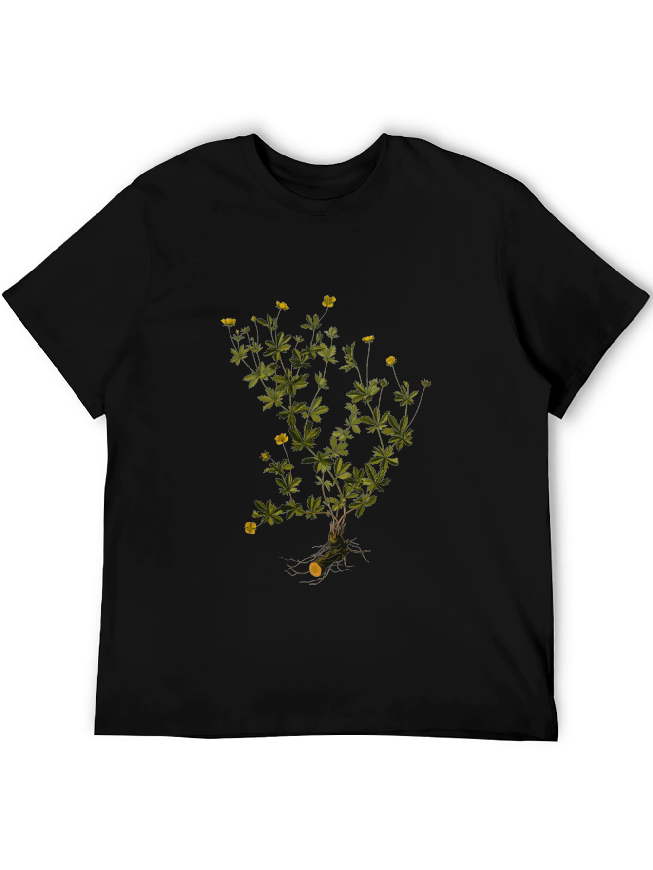 Botanical Print Black T-Shirt