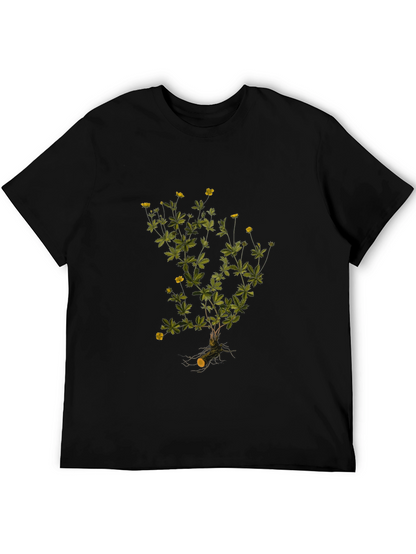 Botanical Print Black T-Shirt