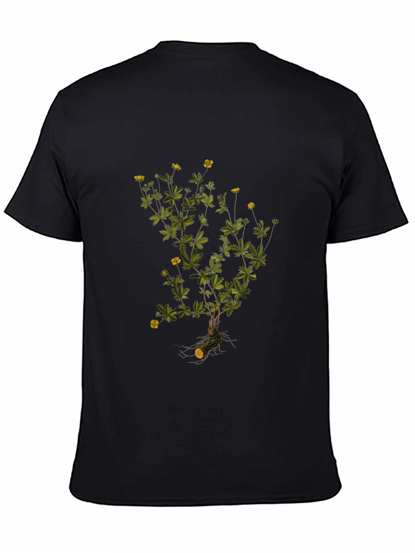 Botanical Print Black T-Shirt