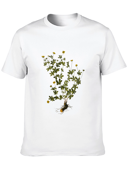 Botanical Print Black T-Shirt