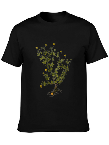 Botanical Print Black T-Shirt