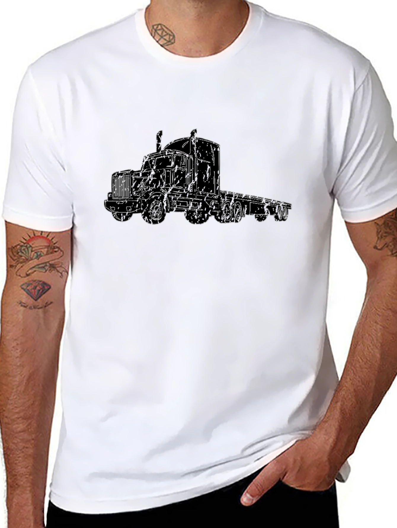 Truck Outline Graphic T-Shirt - Sleek Black Tee