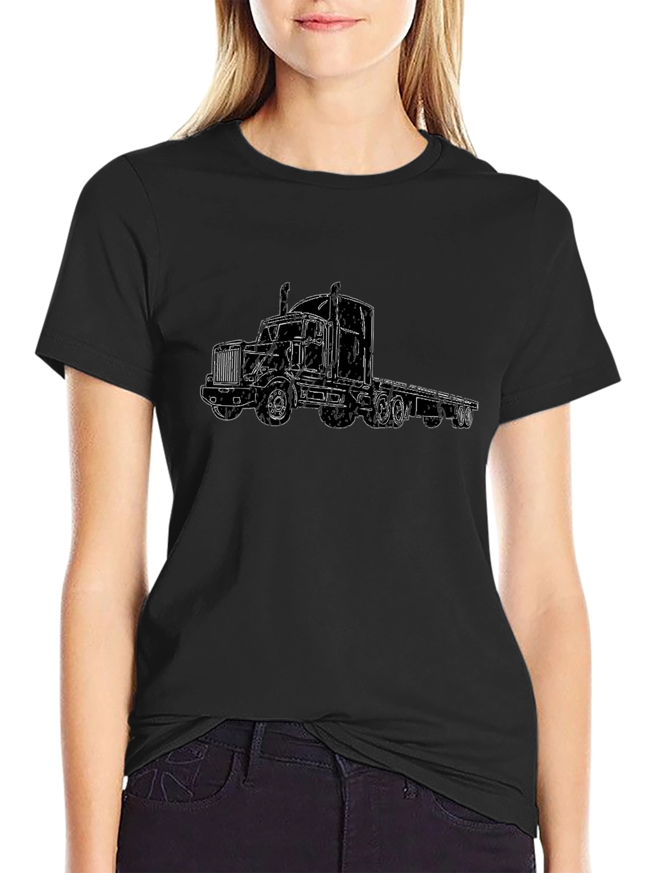 Truck Outline Graphic T-Shirt - Sleek Black Tee