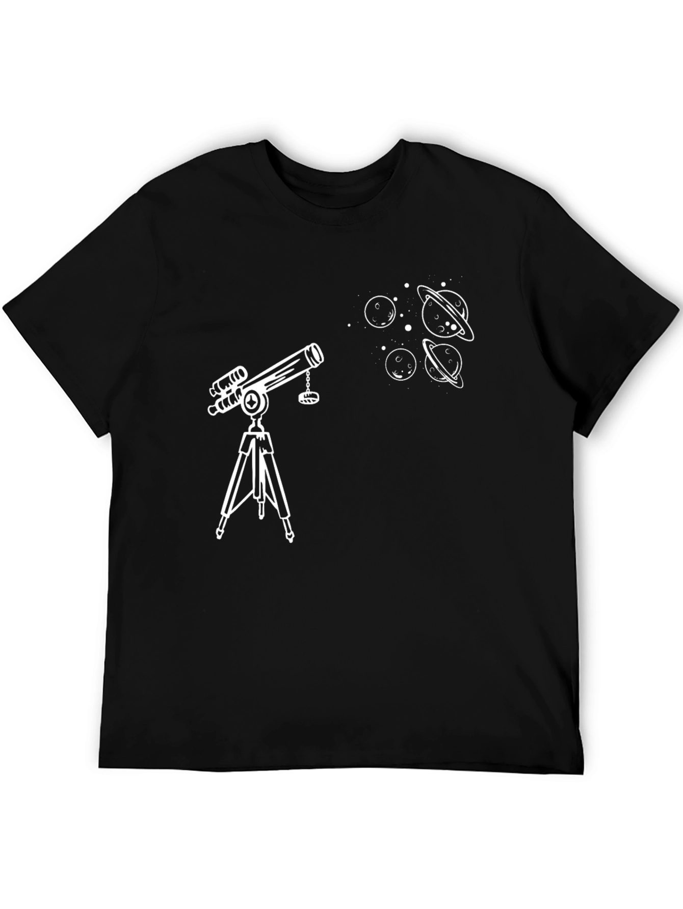 Telescope & Planets Graphic T-Shirt - Astronomy Lovers Tee