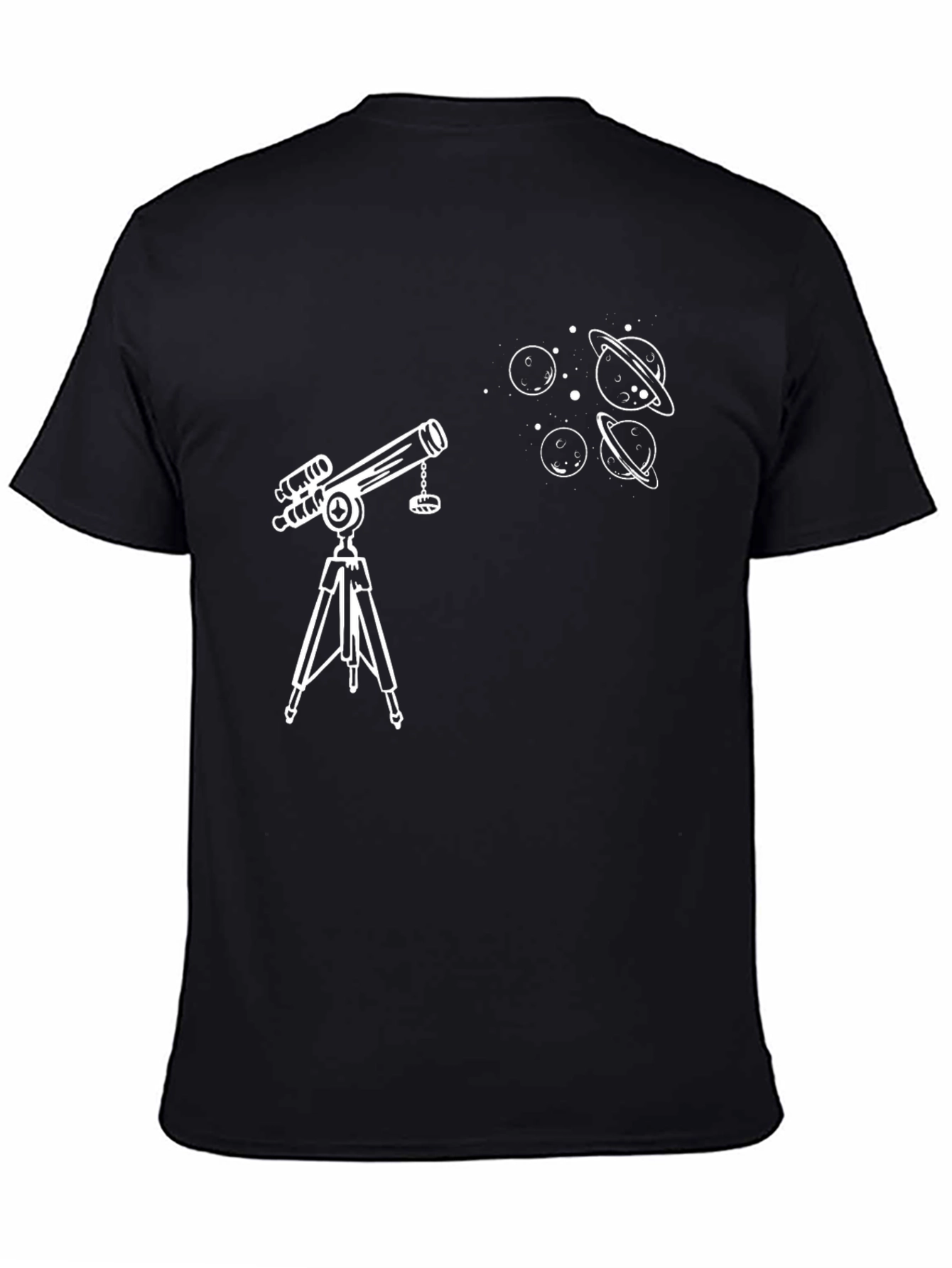 Telescope & Planets Graphic T-Shirt - Astronomy Lovers Tee