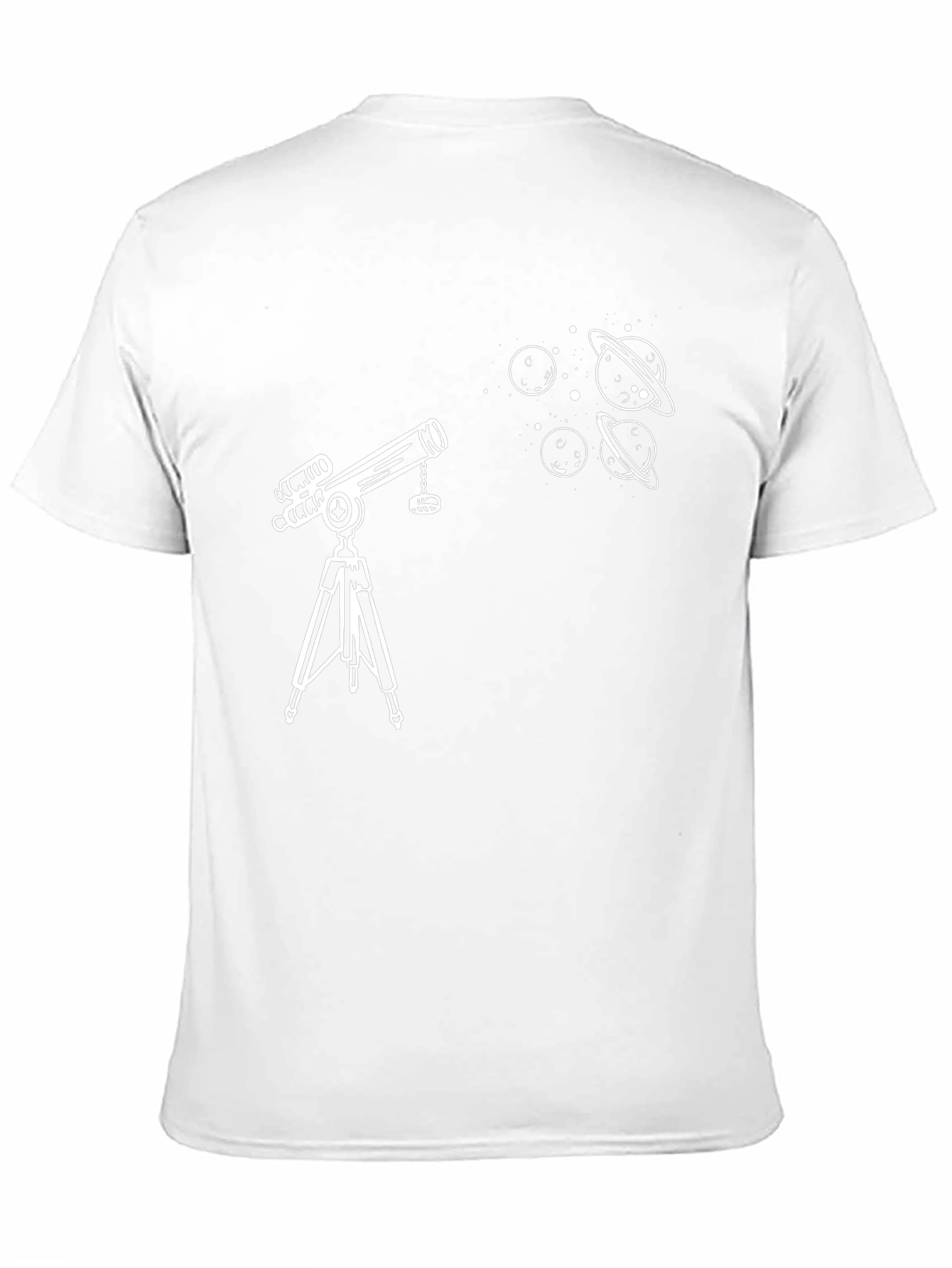 Telescope & Planets Graphic T-Shirt - Astronomy Lovers Tee