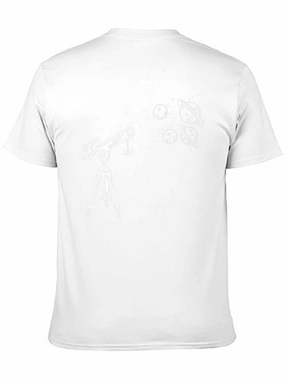Telescope & Planets Graphic T-Shirt - Astronomy Lovers Tee