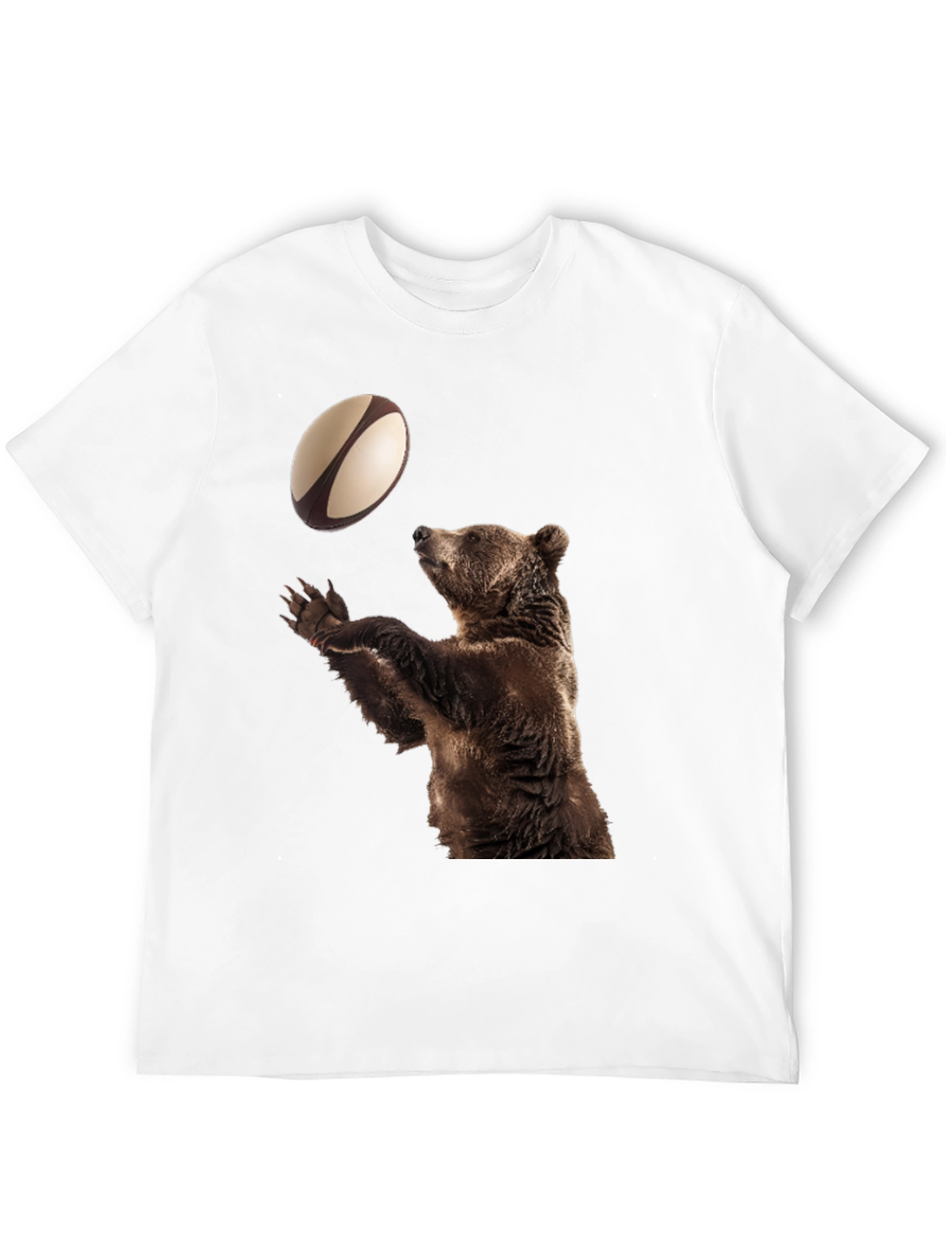 Bear Catching Rugby Ball Black T-Shirt
