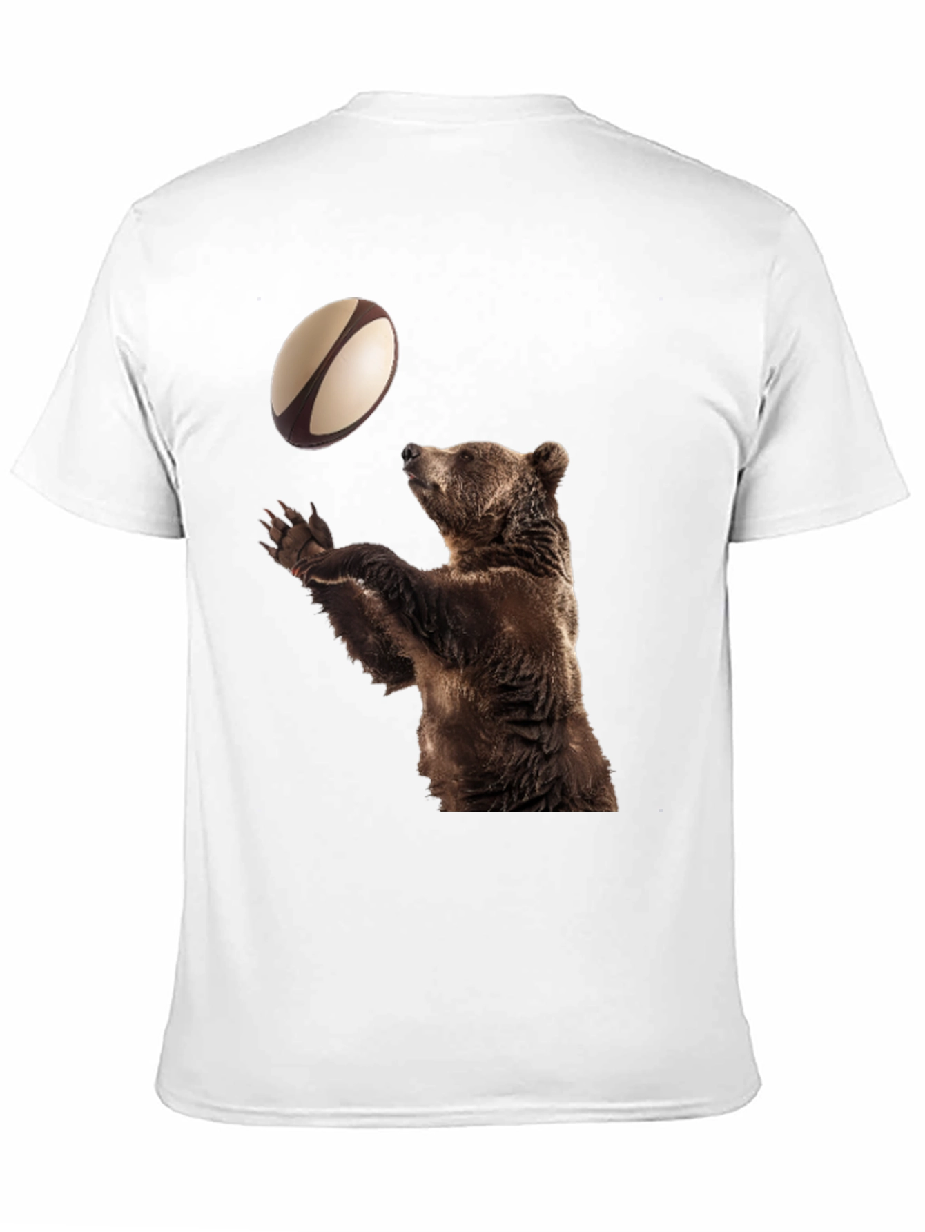 Bear Catching Rugby Ball Black T-Shirt