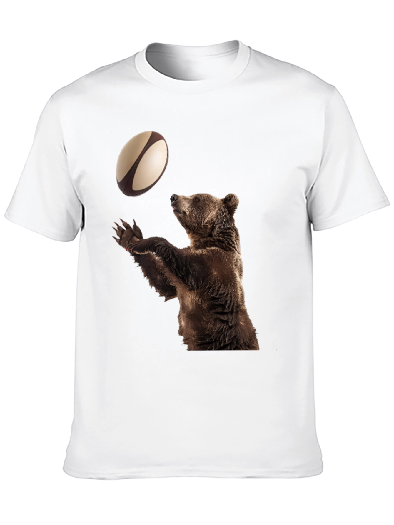 Bear Catching Rugby Ball Black T-Shirt
