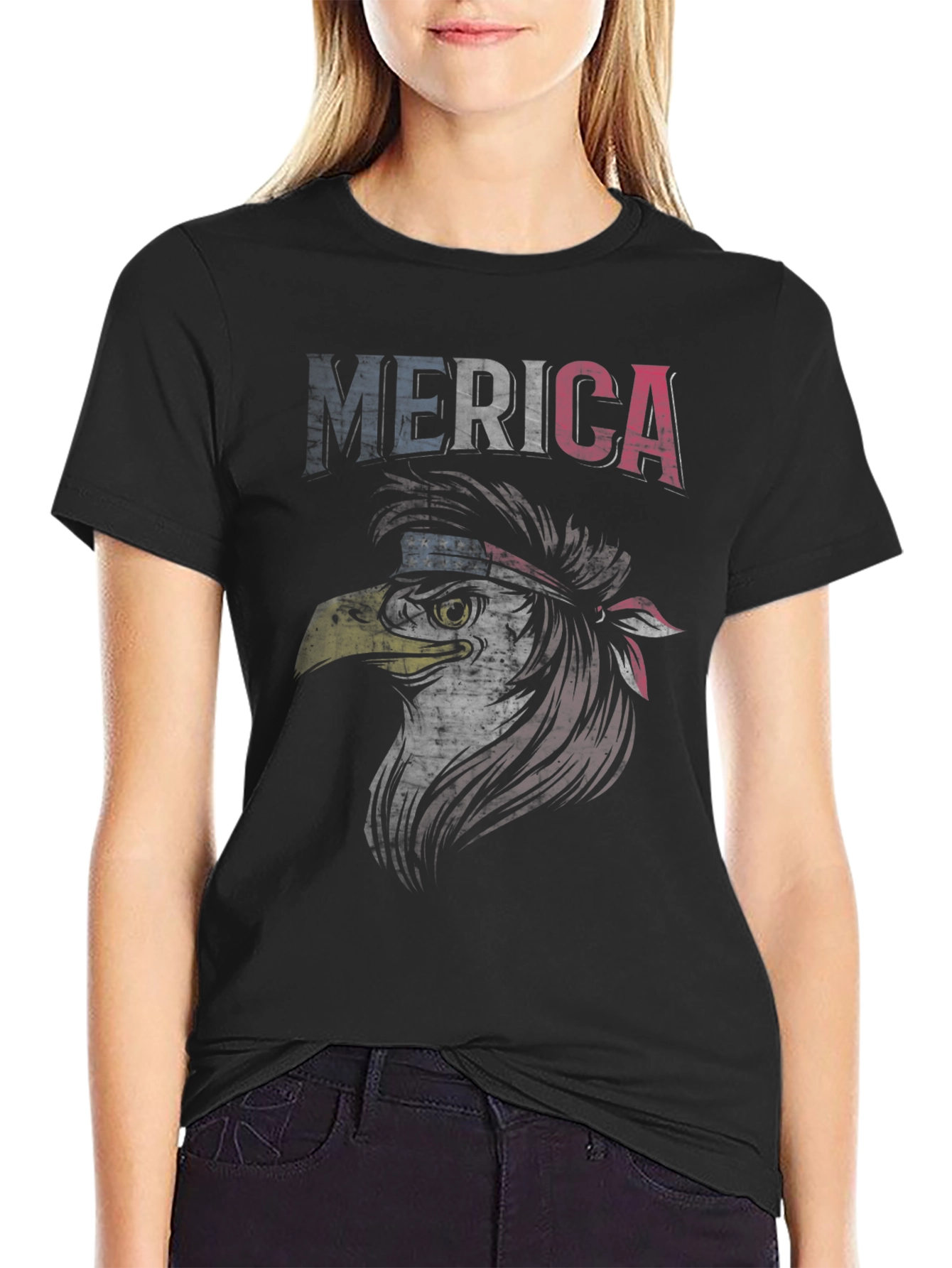 American Eagle Graphic T-Shirt Patriotic USA Flag