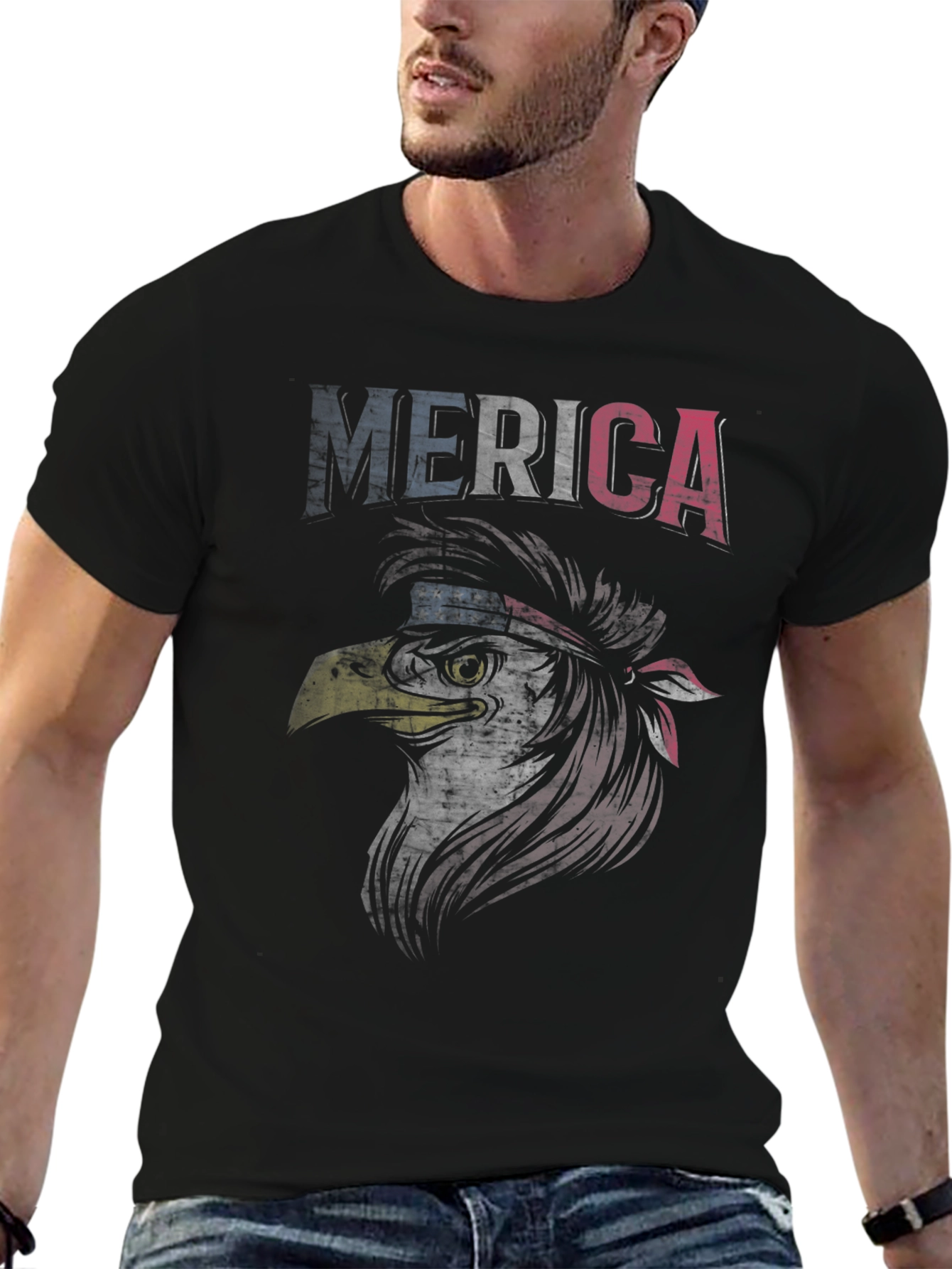 American Eagle Graphic T-Shirt Patriotic USA Flag