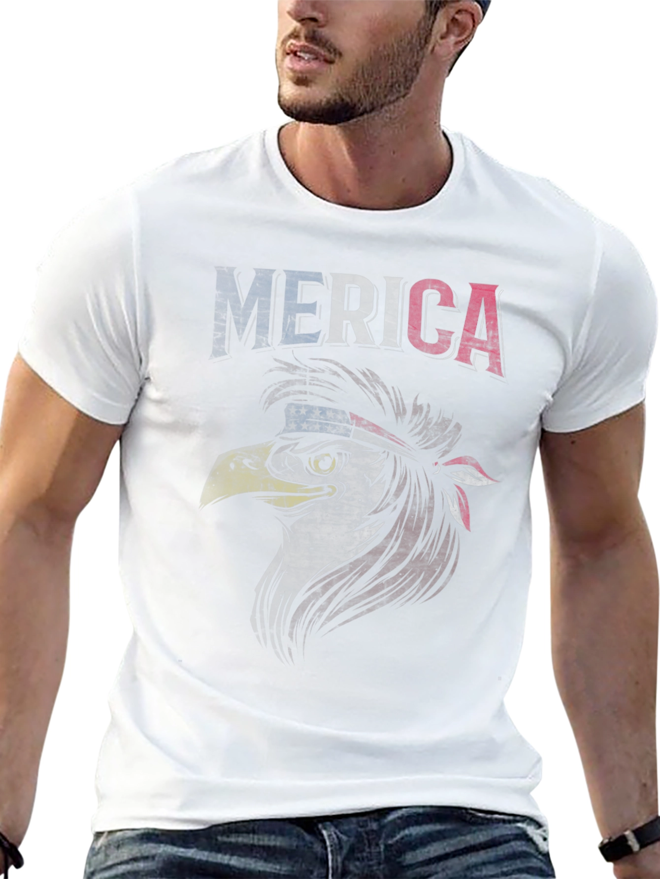 American Eagle Graphic T-Shirt Patriotic USA Flag
