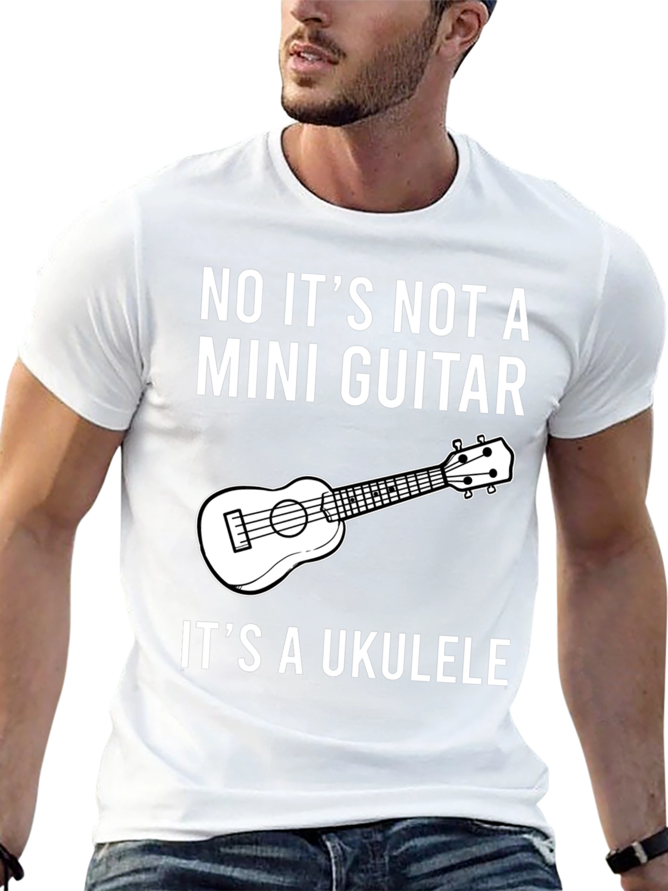 Ukulele Humor T-Shirt: Not a Mini Guitar!