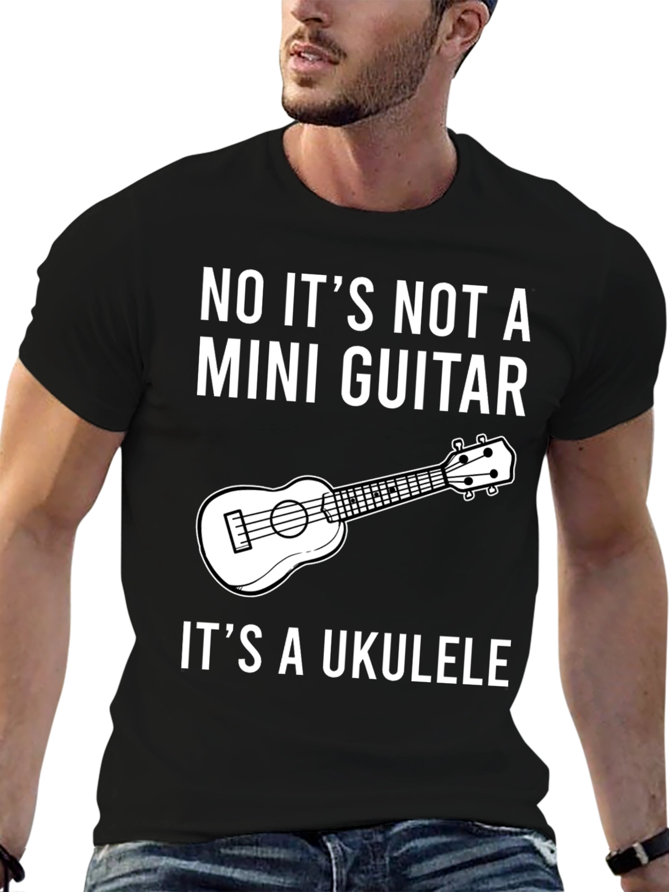 Ukulele Humor T-Shirt: Not a Mini Guitar!