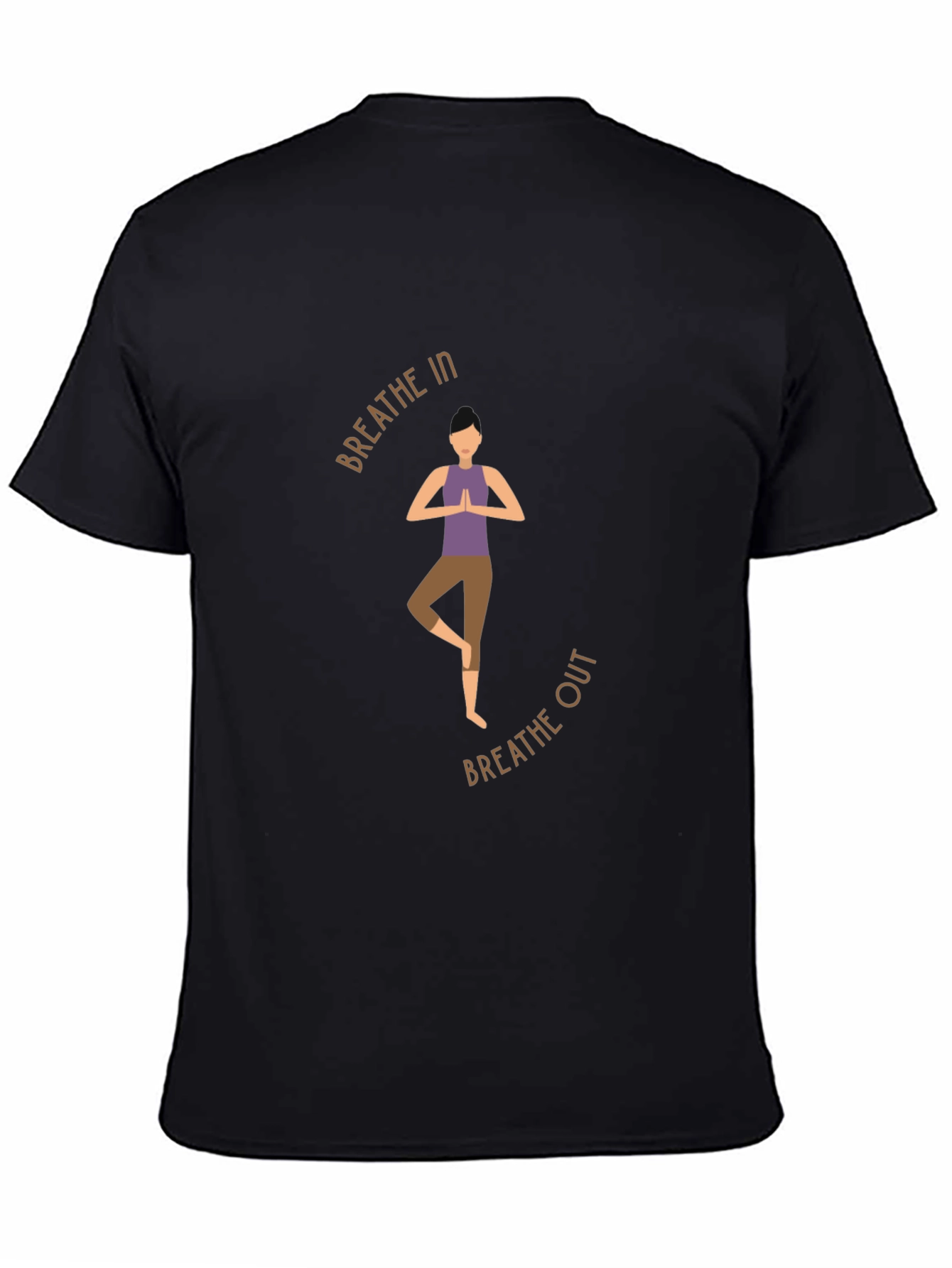 Breathe In Breathe Out Yoga Graphic Black T-Shirt