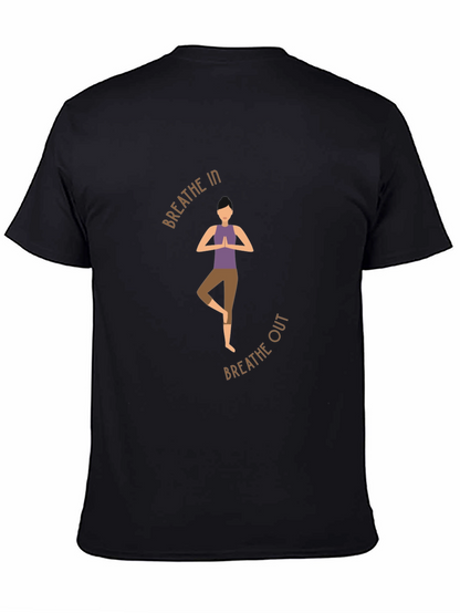 Breathe In Breathe Out Yoga Graphic Black T-Shirt