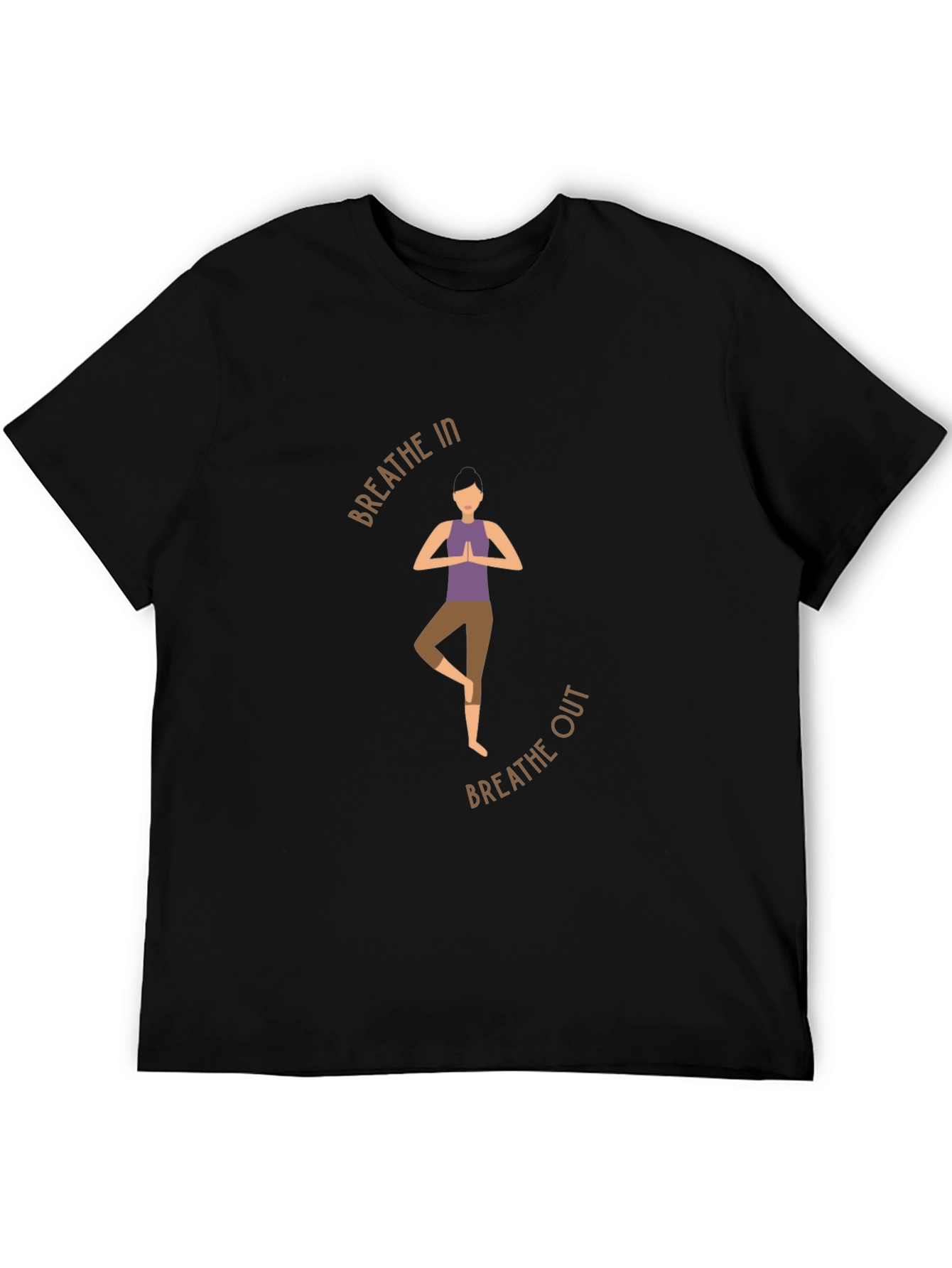 Breathe In Breathe Out Yoga Graphic Black T-Shirt