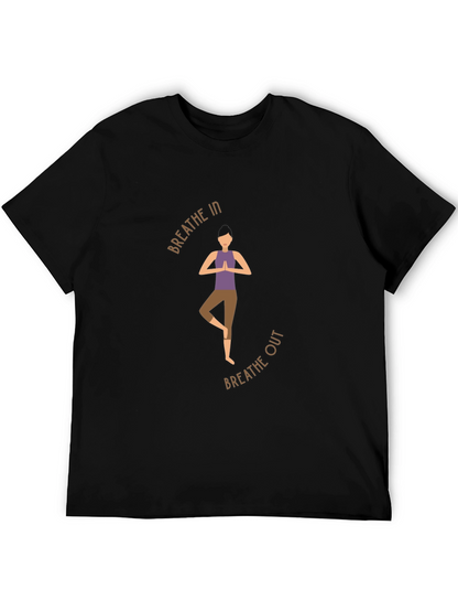 Breathe In Breathe Out Yoga Graphic Black T-Shirt