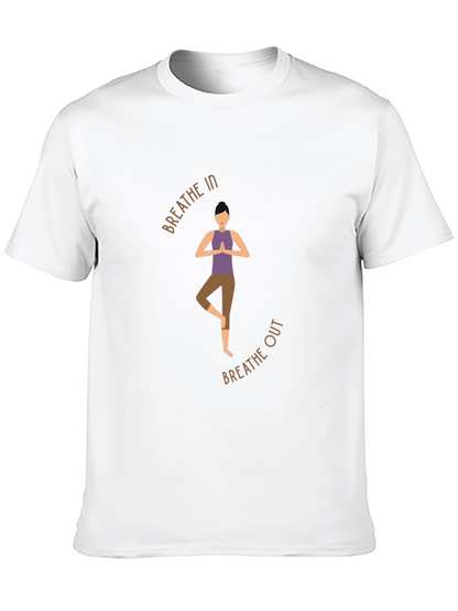 Breathe In Breathe Out Yoga Graphic Black T-Shirt