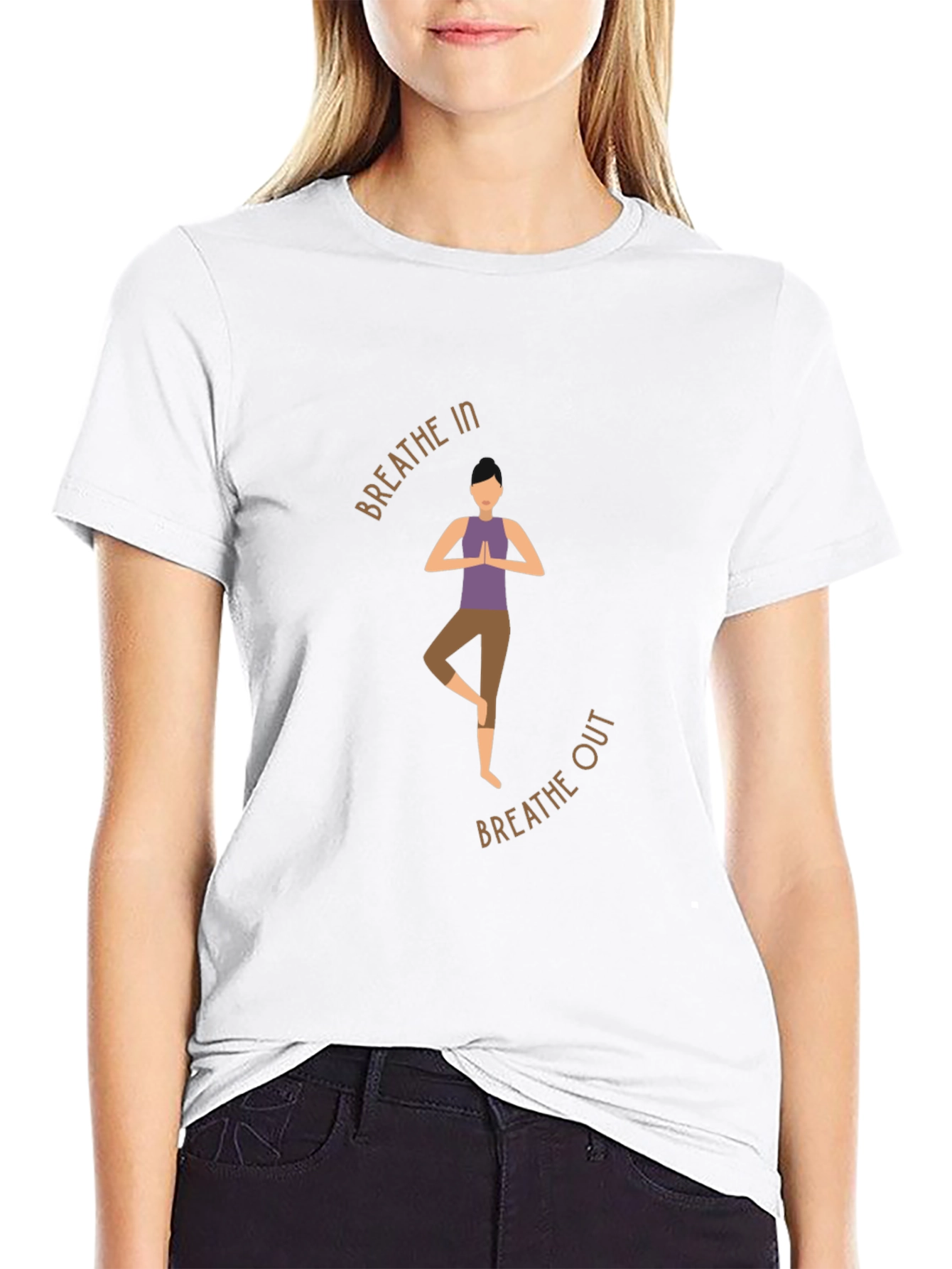 Breathe In Breathe Out Yoga Graphic Black T-Shirt