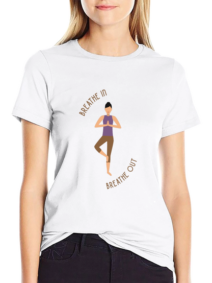 Breathe In Breathe Out Yoga Graphic Black T-Shirt