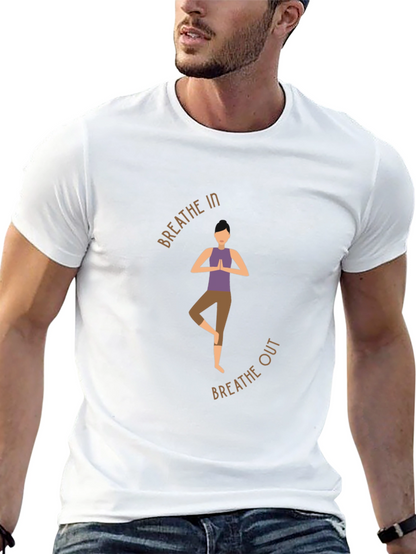 Breathe In Breathe Out Yoga Graphic Black T-Shirt