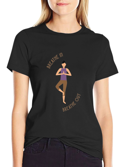 Breathe In Breathe Out Yoga Graphic Black T-Shirt