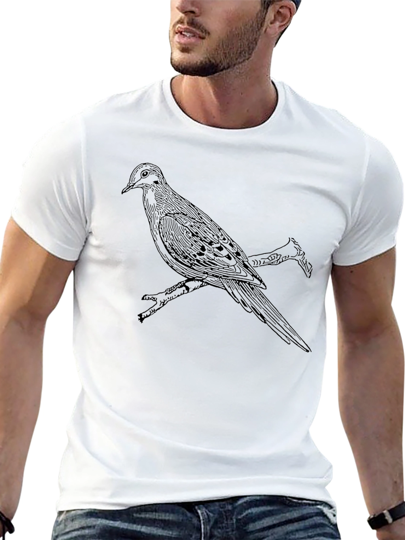Bird on Branch Graphic Tee - Black