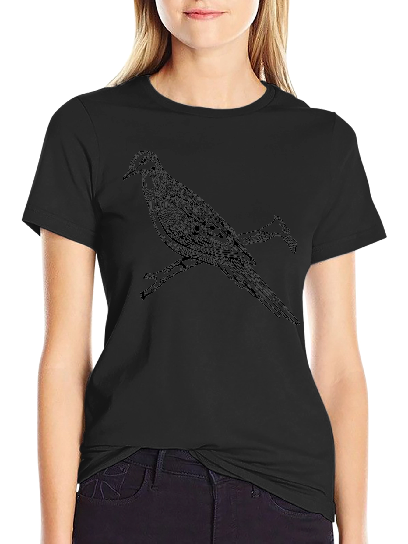 Bird on Branch Graphic Tee - Black