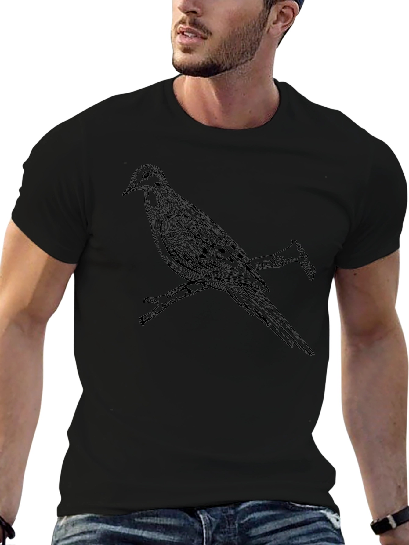 Bird on Branch Graphic Tee - Black