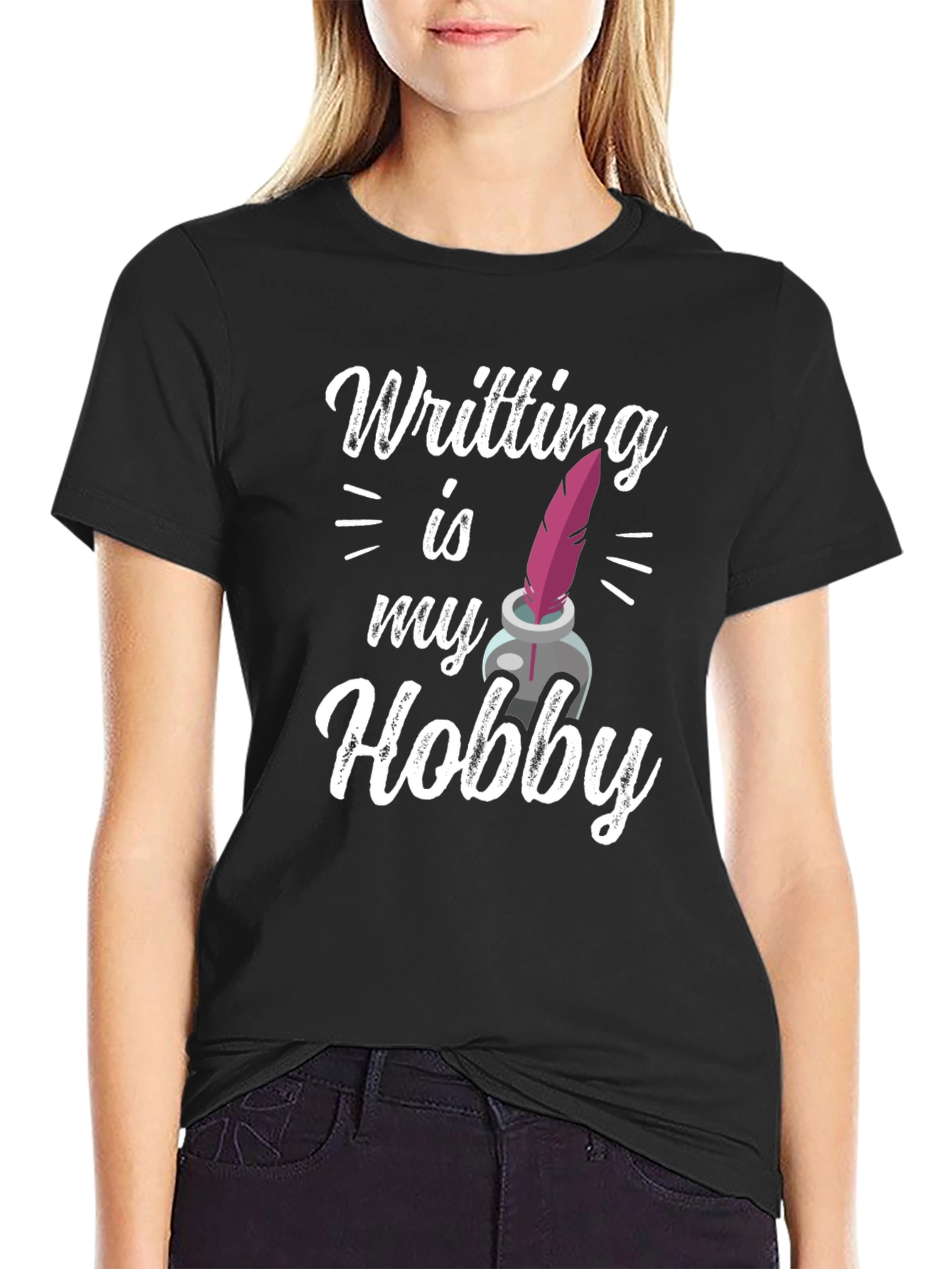 Writing is My Hobby T-Shirt - Black Graphic Tee