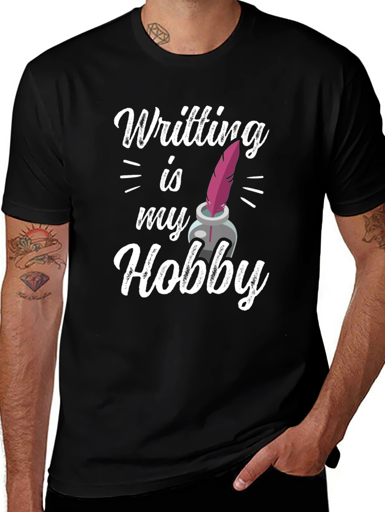 Writing is My Hobby T-Shirt - Black Graphic Tee