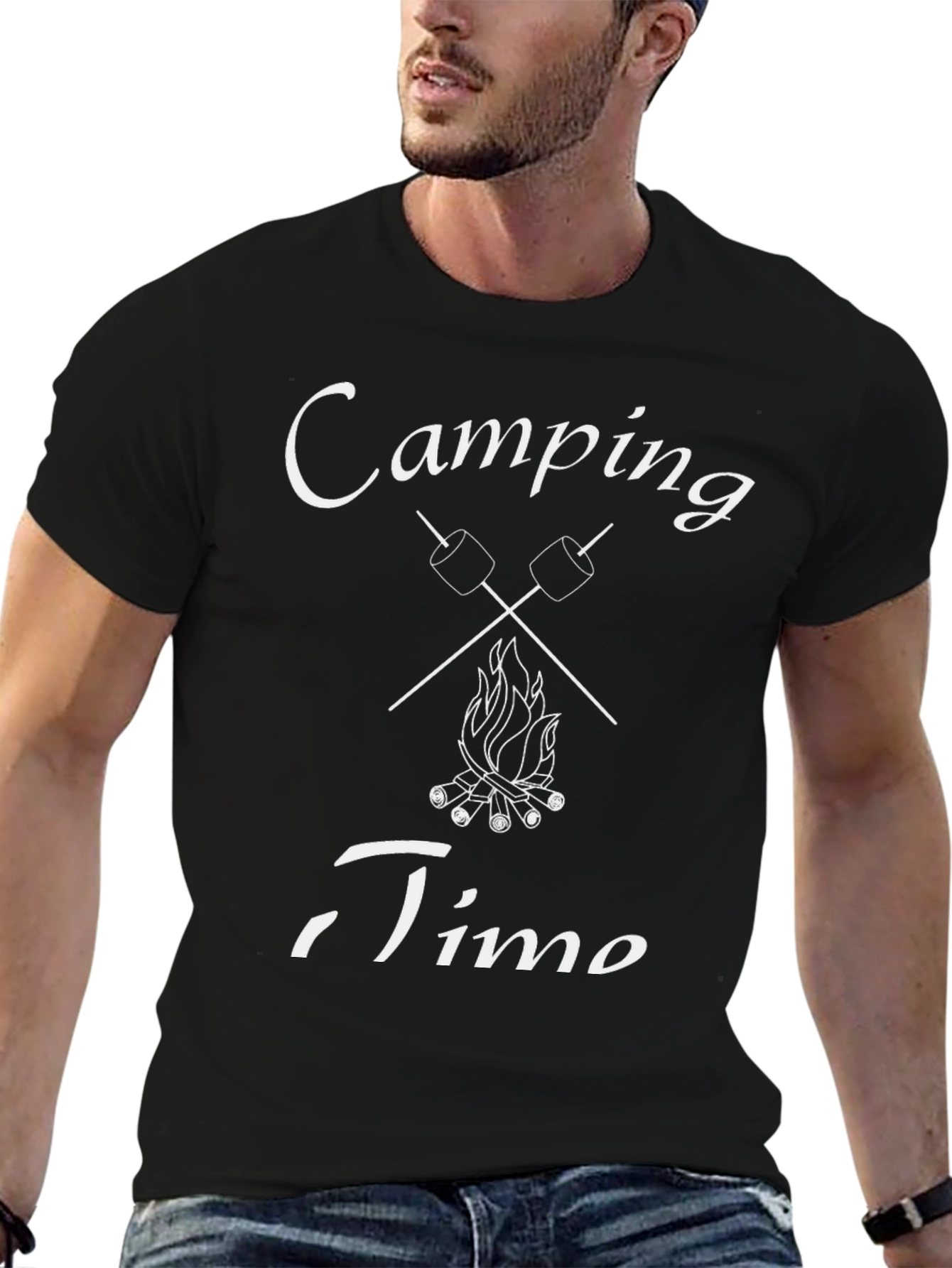 Camping Time Graphic T-Shirt - Marshmallow Campfire Design