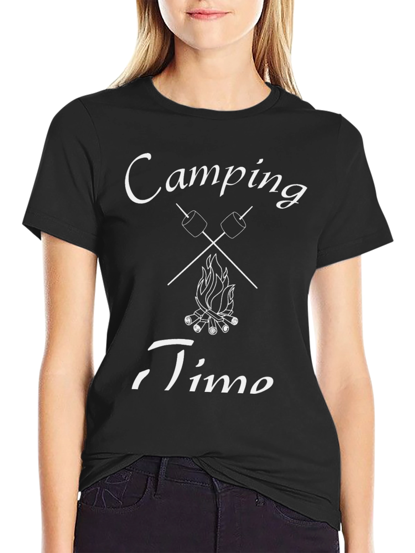 Camping Time Graphic T-Shirt - Marshmallow Campfire Design