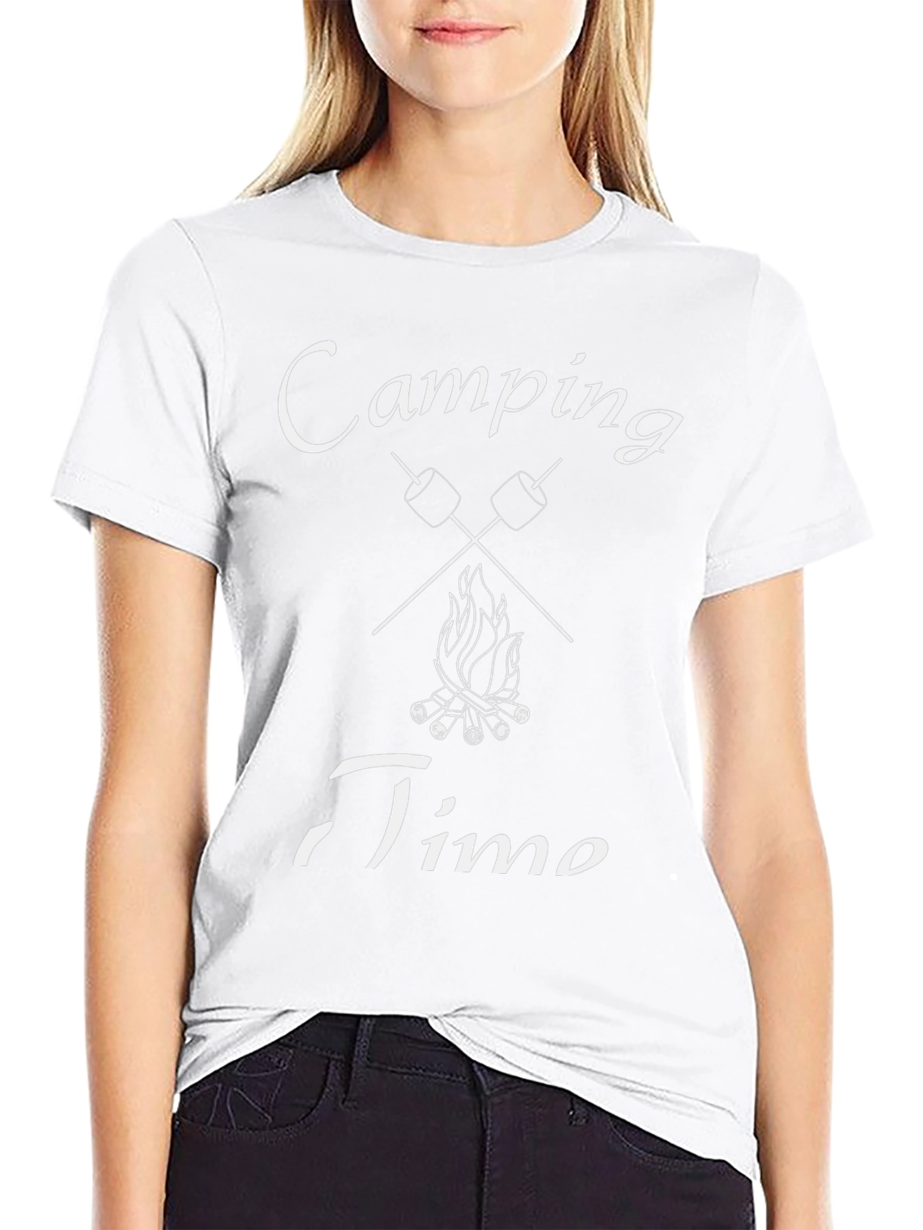 Camping Time Graphic T-Shirt - Marshmallow Campfire Design