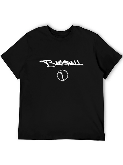 Baseball Graphic Tee - Black Cotton Casual Shirt