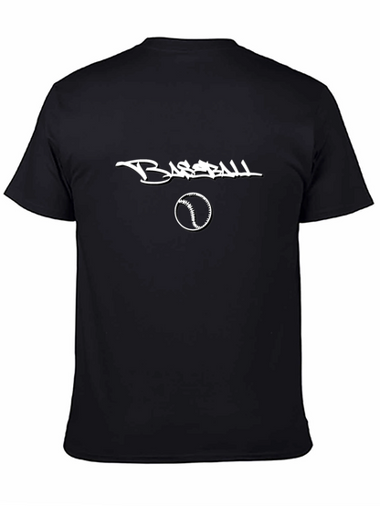 Baseball Graphic Tee - Black Cotton Casual Shirt