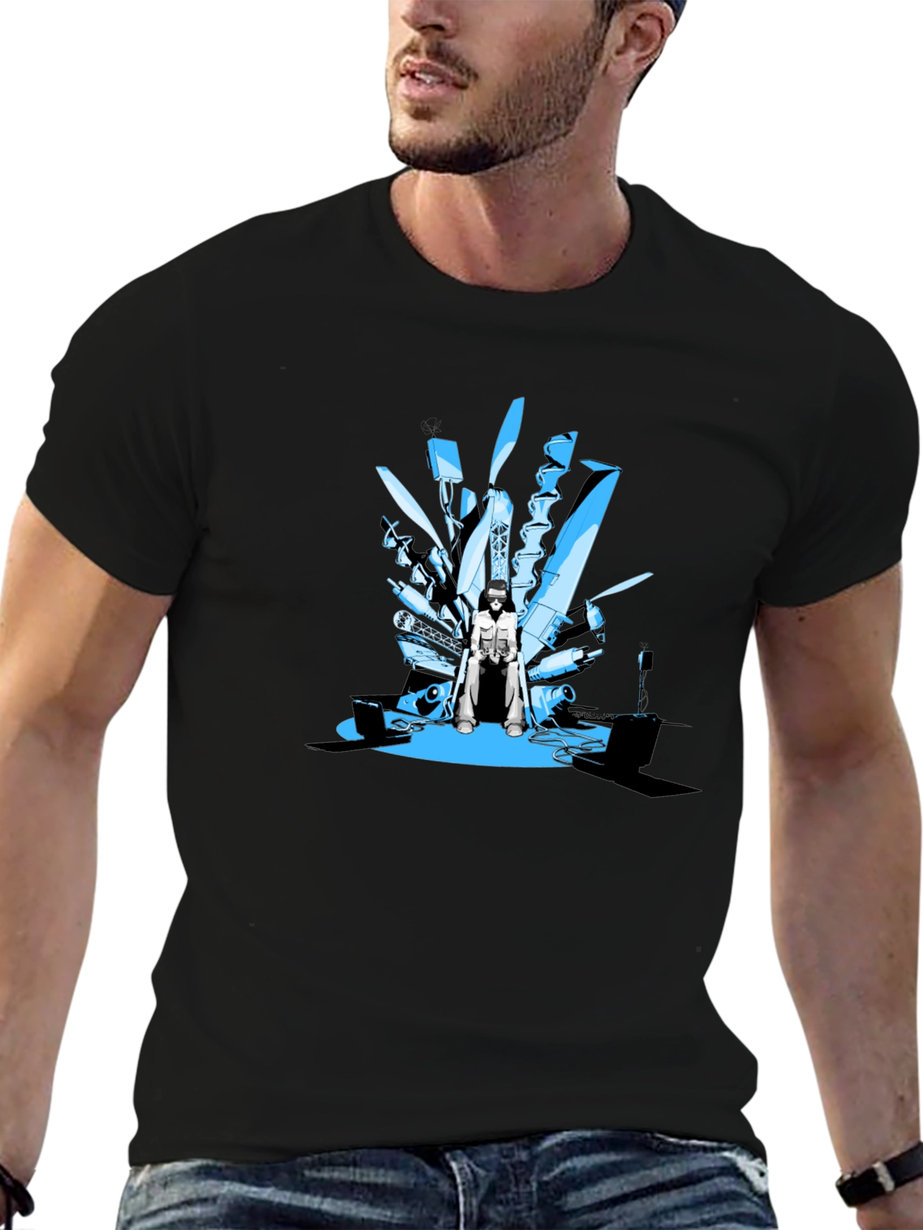 Tech Throne Black T-Shirt - Unique Graphic Design