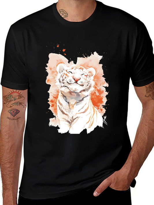 Watercolor Tiger Cub Tee - Black Cotton Shirt